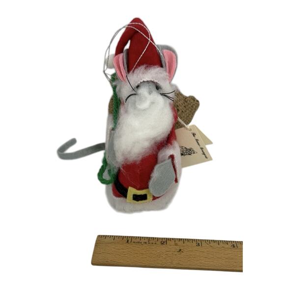 Festive Vintage Handcrafted Wool Felt Mouse Santa Claus Ornament XMAS Friends - Picture 11 of 12